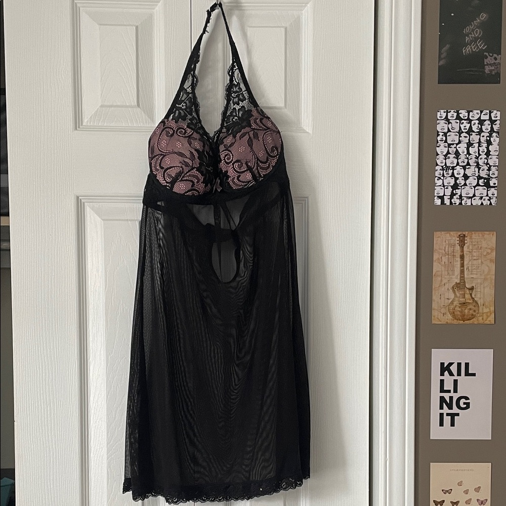 Marilyn Monroe Intimates Black Lace Halter Lingerie - Picture 12 of 16